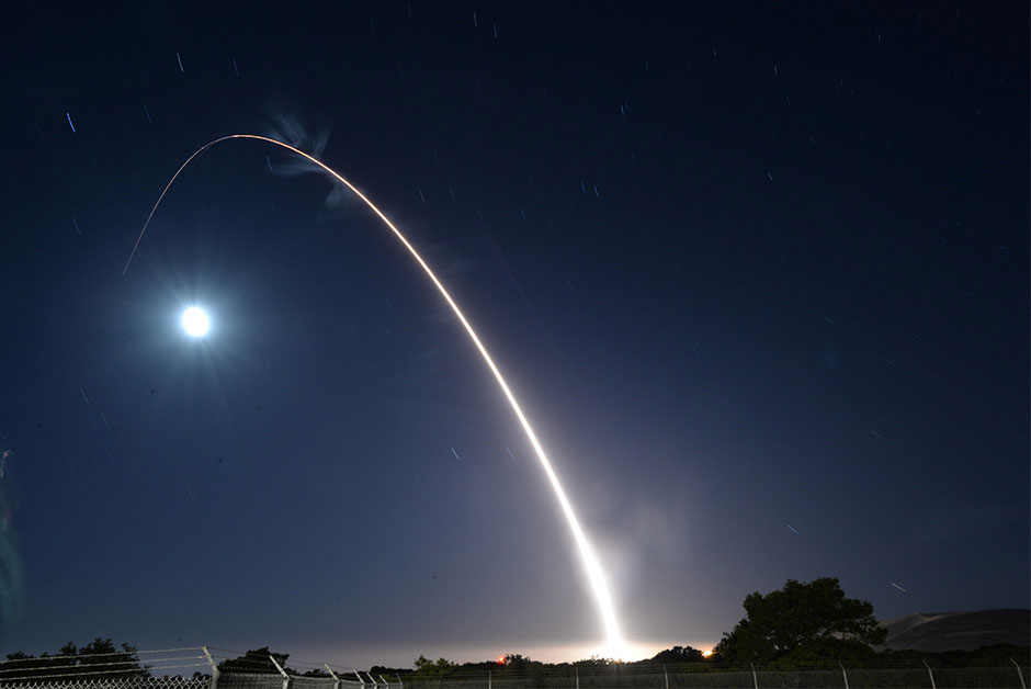 ICBM night launch long exposure